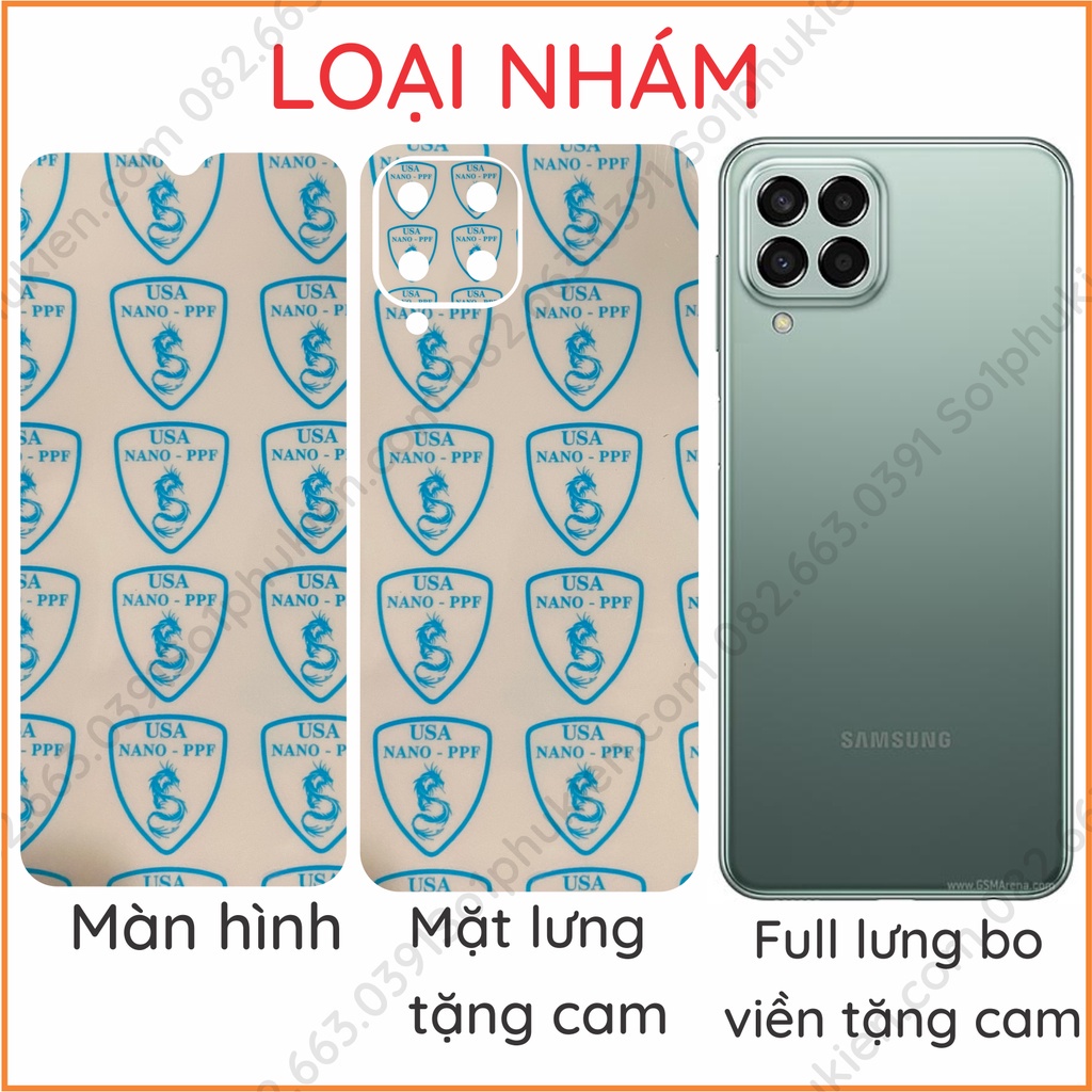 Dán PPF Samsung M33 5G / M53 5G trong, nhám cho camera, màn hình, mặt lưng, full lưng viền (tặng cam)