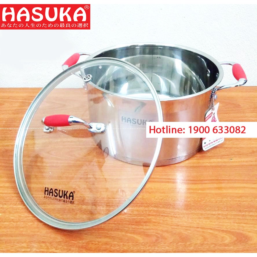 Bộ 3 nồi Inox cao cấp 304 Hasuka nắp kính dùng bếp từ
