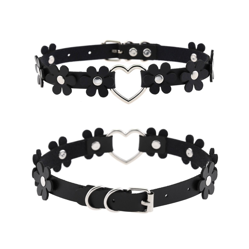 Vòng Cổ Choker Da PU Mặt Hình Trái Tim Phong Cách Punk Thời Trang Dành Cho Nữ