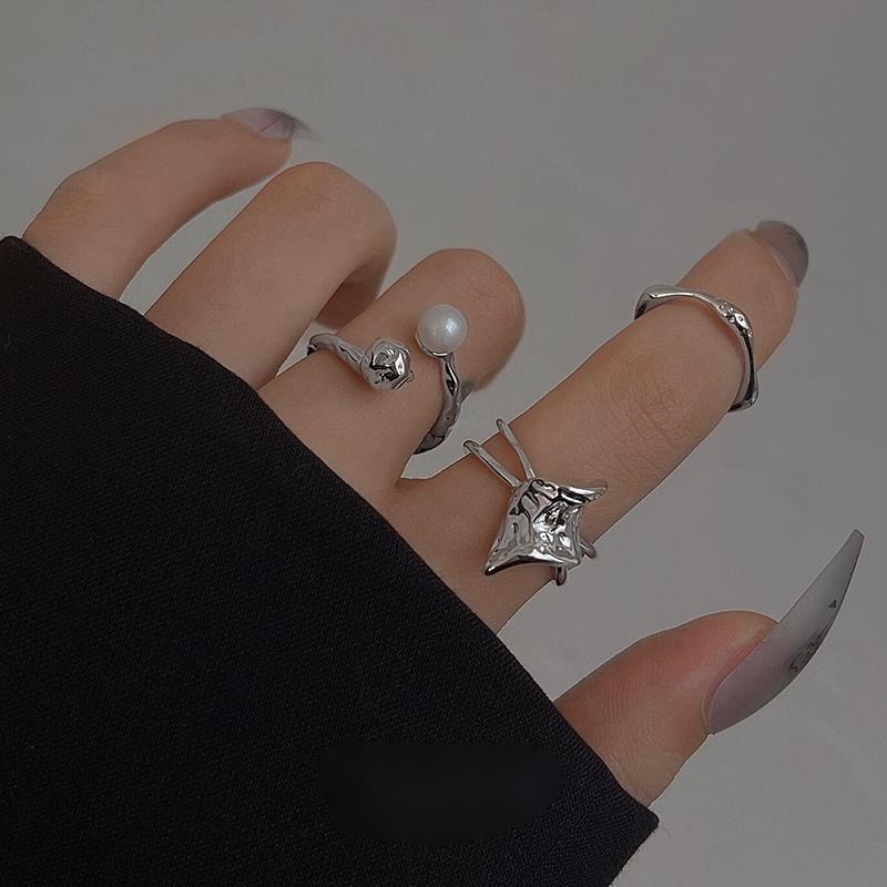 Bộ Ba Chiếc Nhẫn Hở Đính Ngọc Trai zircon Phong Cách Hàn Quốc Thời Trang Cao Cấp Có Thể Điều Chỉnh Cá Tính Dành Cho Bạn Nữ