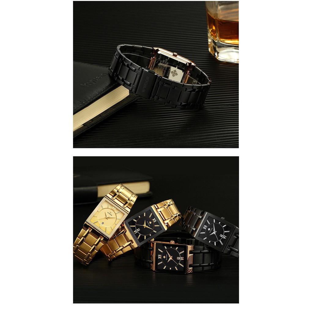 Đồng hồ NAM WWOOR mặt vuông bo Utimate rose siêu thời thượng phong cách