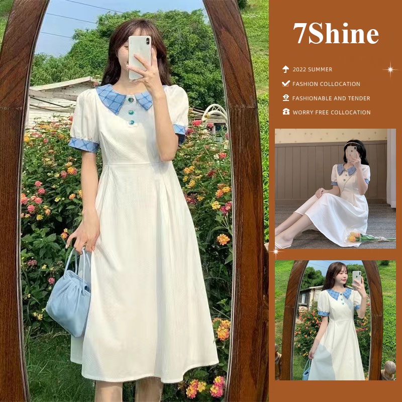 Đầm polo trơn nữ chất đẹp - Váy Polo cổ bẻ ôm body tay ngắn chất cotton nữ tính-7shine