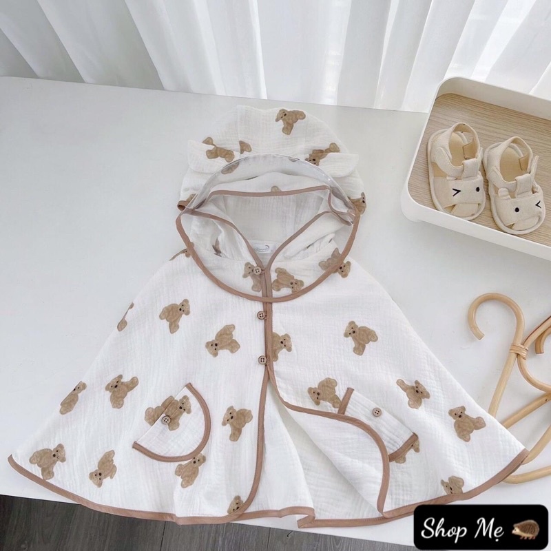 🐮🐻🐰Áo choàng chống nắng 2 lớp cho bé 0-5 tuổi kèm tấm chắn giọt bắn cao cấp (tấm chắn có thể tháo rời)