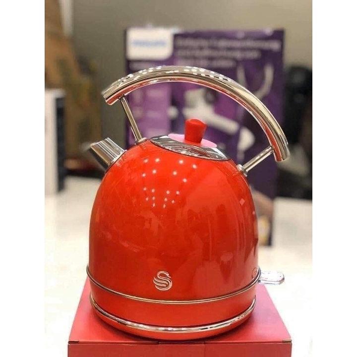 Ấm siêu tốc Swan Retro đỏ - 1,8l 3000w