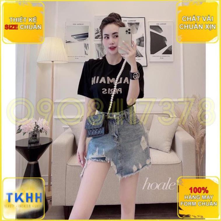 Quần Giả Váy Bò Rách Cá Tính Cạp Cao Siêu Cá Tính HH3