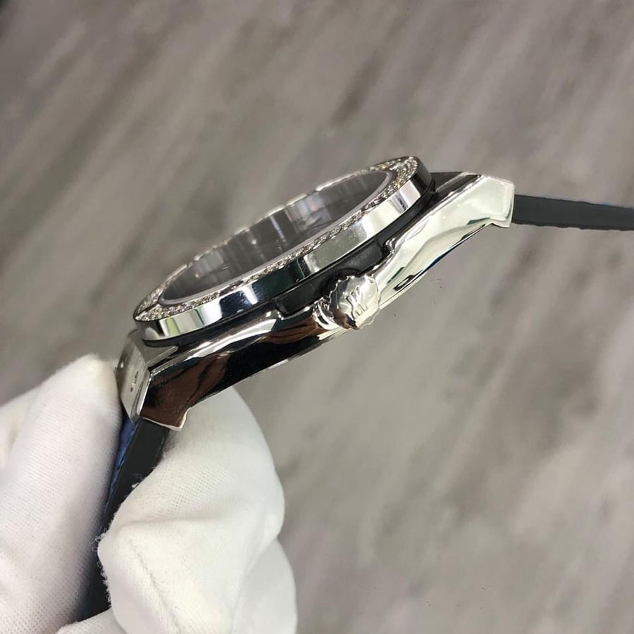 Đồng hồ Nam Đồng hồ cơ Automatic máy nhật, mẫu xanh viền trắng đá kép, size 38mm-42mm