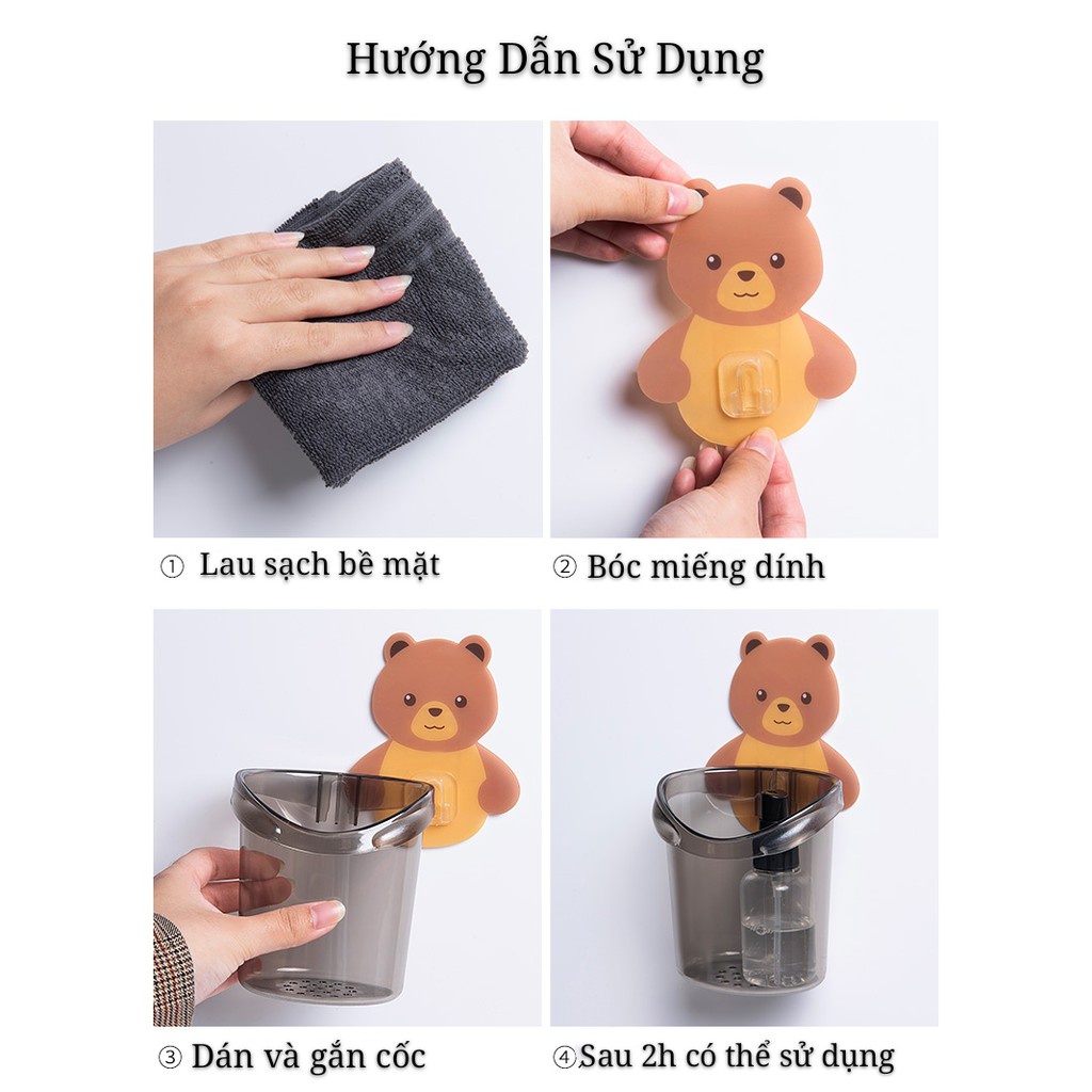COMBO 2 CỐC GẤU ĐỰNG BÀN CHẢI KEM ĐÁNH RĂNG