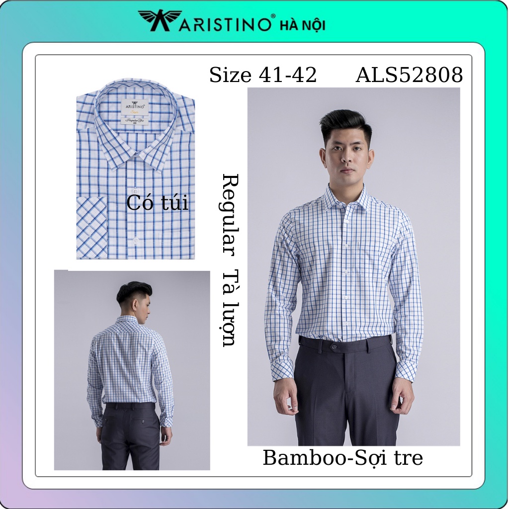 Áo sơ mi dài tay Aristino caro sợi tre regular ALS52808 chống nhăn