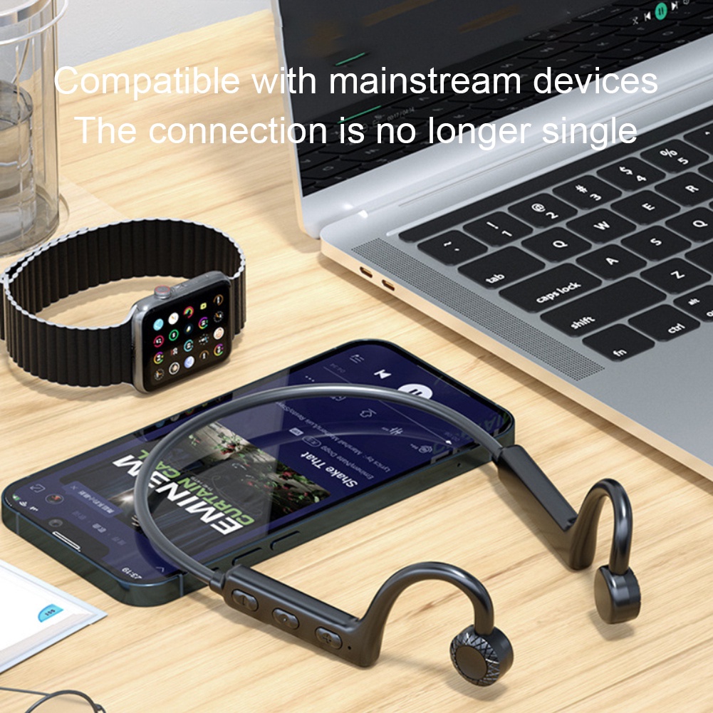 Tai Nghe Bluetooth 5.1 Ks-19 Truyền Âm Qua Xương Tai Có Vòng Đeo Cổ Chống Thấm Nước