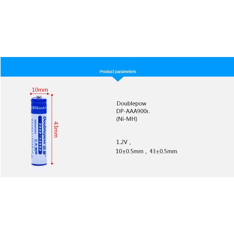 Bộ 4 viên pin đũa sạc (Pin sạc AAA) 1,2V - 900mAh DoublePow