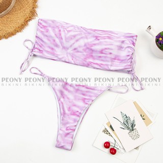 Set đồ bơi nữ 2 mảnh dáng quây, bikini quây họa tiết màu loang, áo tắm nữ kiểu dáng Âu Mỹ sexy