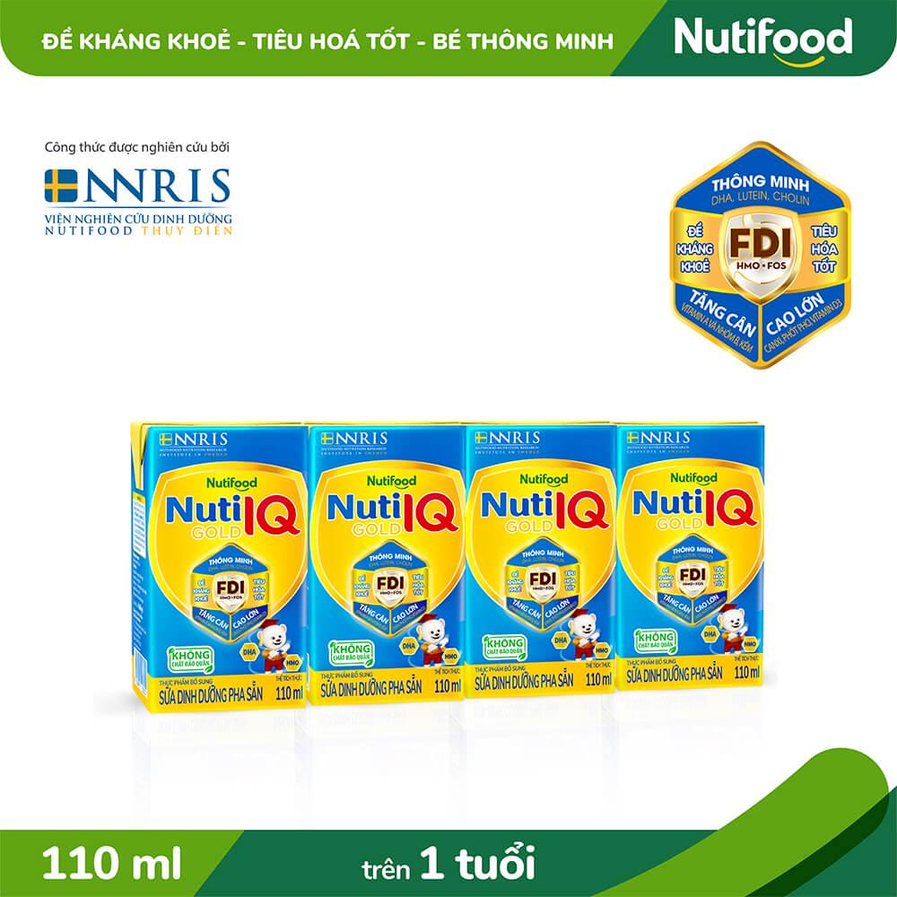 Lốc 4 Hộp Sữa Bột Pha Sẵn Nuti IQ Gold 110ml
