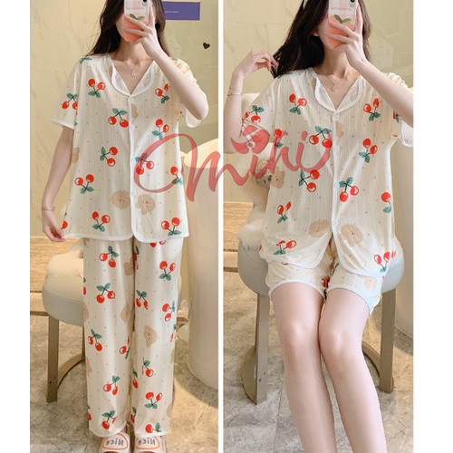 Đồ bộ mặc nhà nữ đẹp SET 3 CHI TIẾT - Bộ đồ ngủ dễ thương - Quần áo thời trang mùa hè cao cấp giá rẻ hàng Quảng Châu