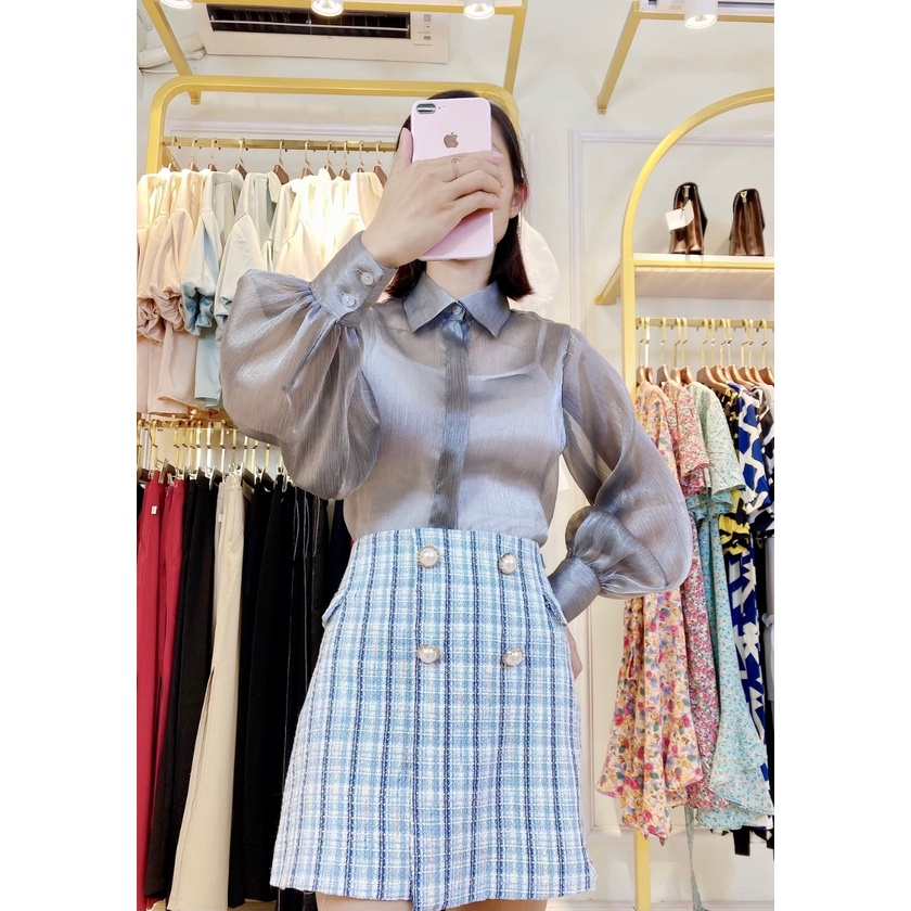 Áo sơ mi nữ công sở form rộng dài tay đẹp LAVARA SM04
