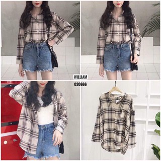 ÁO SƠ MI KẺ NỮ DÁNG RỘNG
