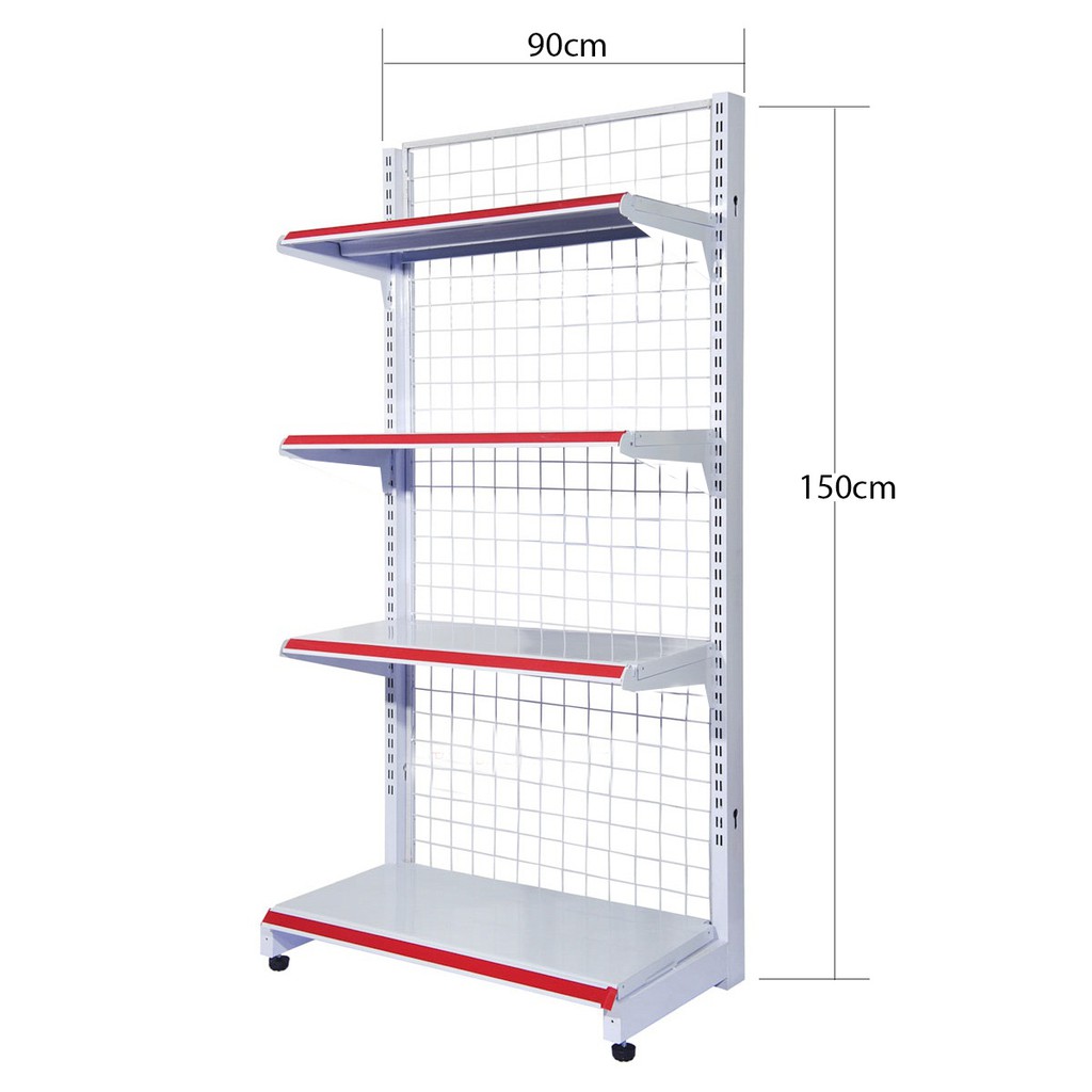 Kệ siêu thị đơn Dài 70, 90cm x Cao 150cm x 4 tầng - Áp Tường Bộ Độc Lập