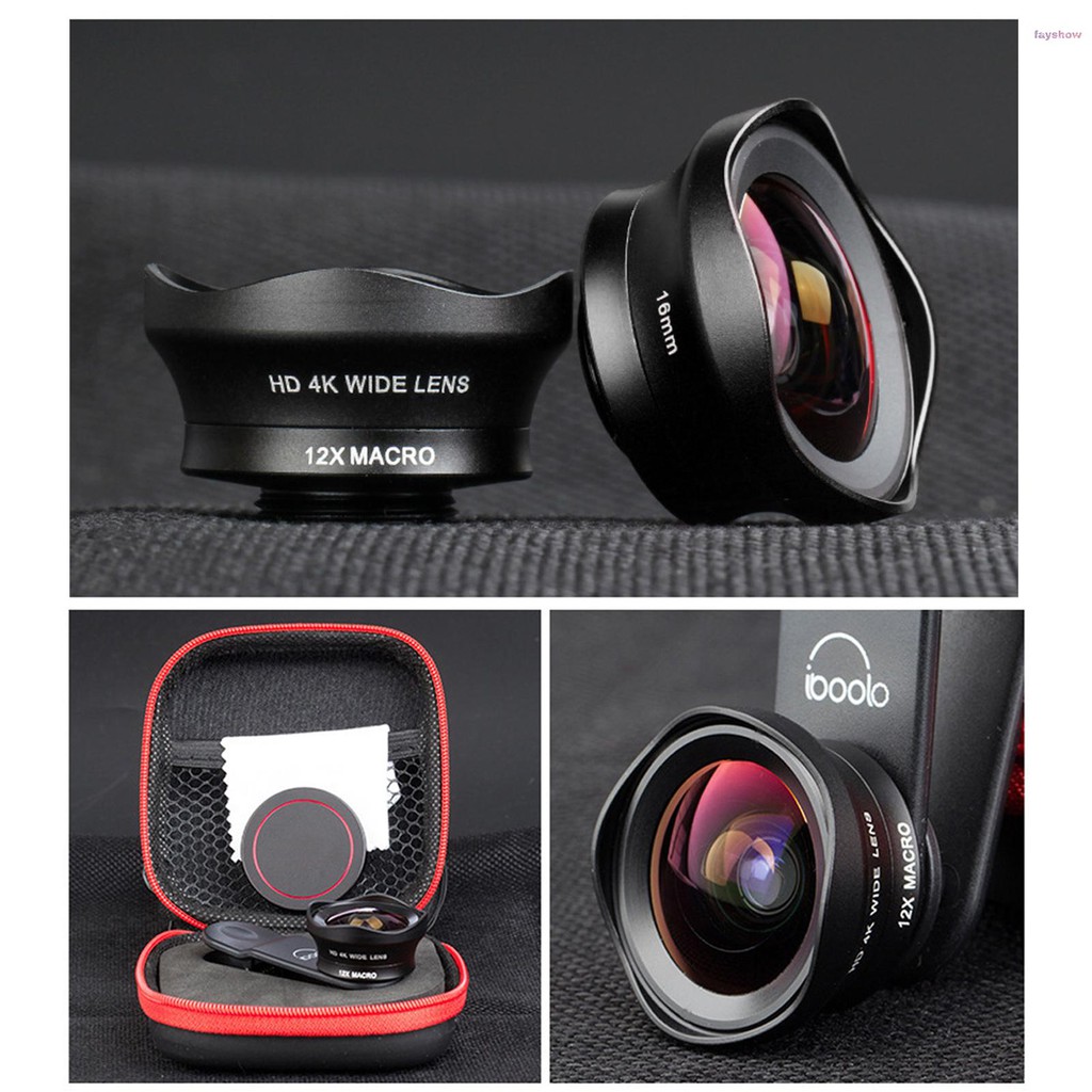 Bộ Lens Mở Rộng 16mm + 12x Macro Gắn Camera Điện Thoại