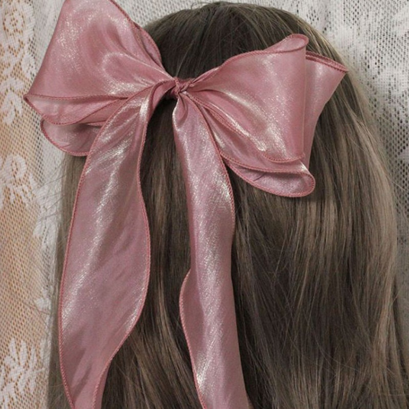 Flgo Kẹp Tóc Ruy Băng Lớn Đính Ngọc Trai Thanh Lịch Dễ Thương Dành Cho Bé Gái