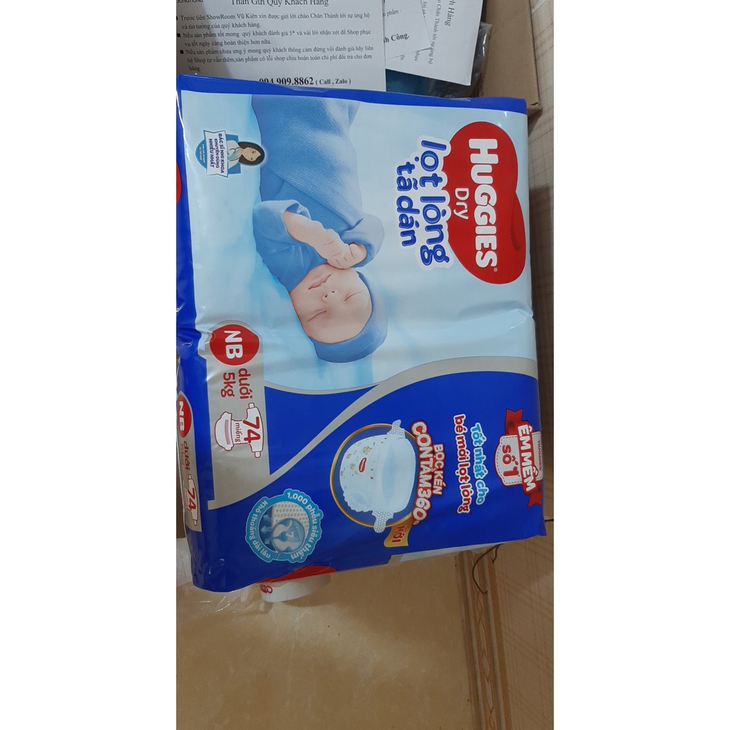 Tã dán sơ sinh Huggies NB74 (dưới 5kg) - Bao Bì Mới 360