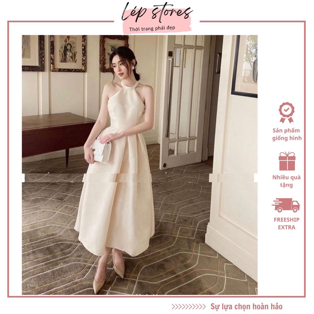 Đầm dự tiệc LEP STORE đầm thiết kế cổ yếm dáng xòe bồng sang trọng chất tacta cao cấp V327