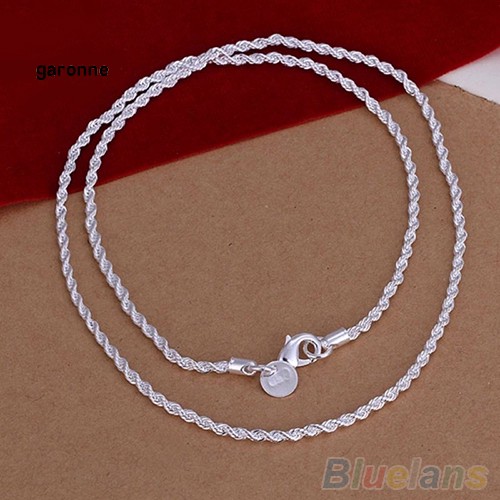 Dây Chuyền Mạ Bạc Dạng Xoắn 2mm Kích Thước 16/18/20/22/24 Inch