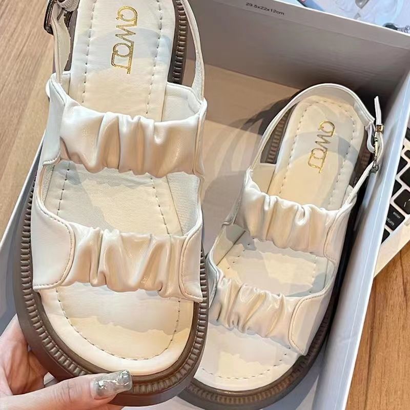 Sandal Hở Ngón Đế Dày Màu Đen Phong Cách Hàn Quốc Mới