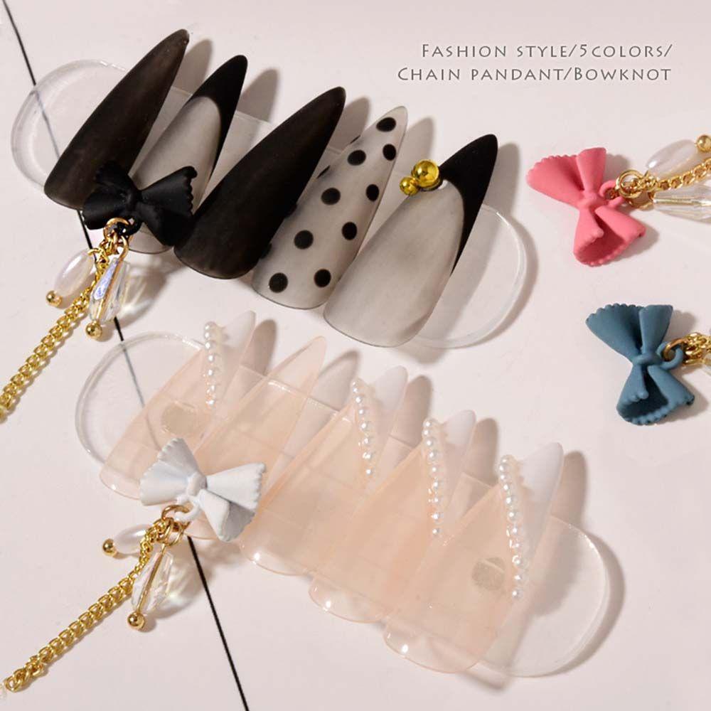 OCEANMAP Phụ Kiện Trang Trí Móng Tay Hình Nơ Bằng Kim Loại Phong Cách Hàn Quốc DIY