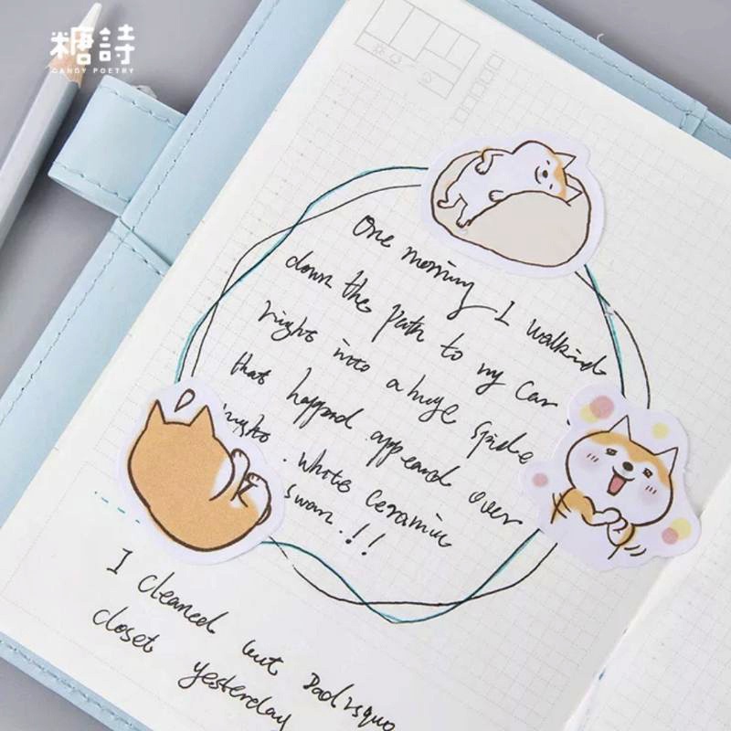 STICKER Cún Shiba tinh nghịch hộp 45 miếng dán trang trí sổ tay, ốp lưng điện thoại, laptop - S16