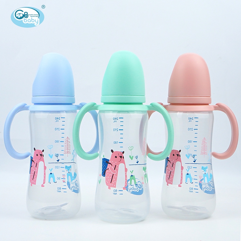 Bình Sữa PP  dung tích 180ml 240ml có tay cầm GB-Baby Chính Hãng