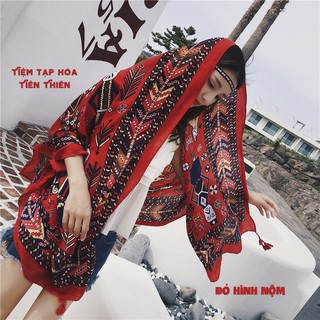 Khăn thổ cẩm họa tiết boho Đỏ 140k (ẢNH THẬT)