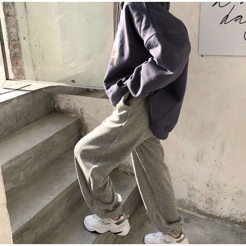 Quần thun jogger nữ ống rộng bo gấu | BigBuy360 - bigbuy360.vn