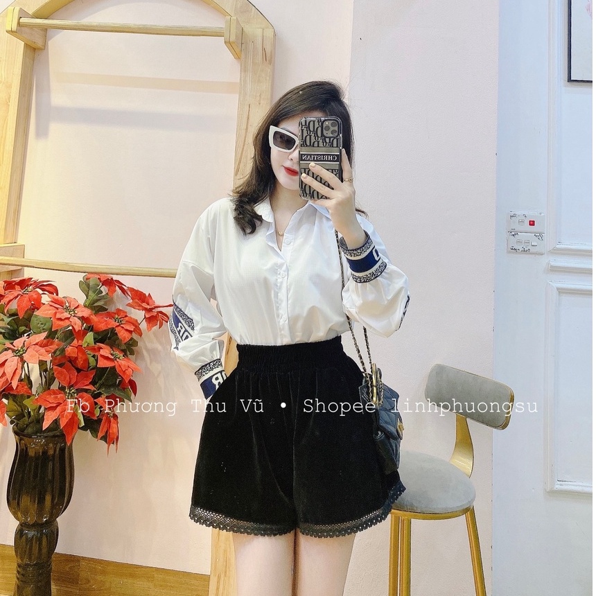 [Mã FAMARAL1 giảm 10K đơn 50K] Áo sơ mi trắng PHỐI LEN DI.OR chất đẹp dáng suông (ẢNh thật tự chụp) | BigBuy360 - bigbuy360.vn