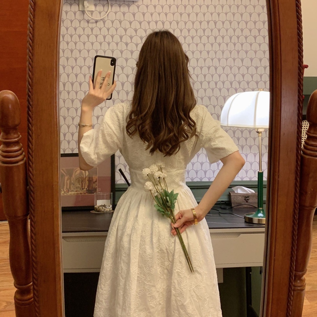 Đầm Ngắn Tay Thiết Kế Mới Xinh Xắn Thời Trang Dành Cho Nữ