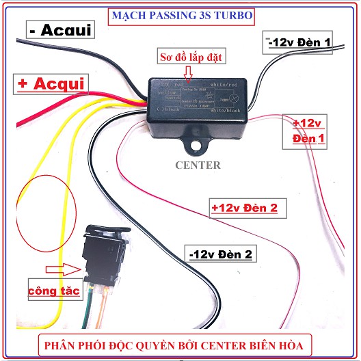 [ Hàng cao cấp turbo ] Mạch pasing 3s turbo 2 đèn dây lớn có hộp nhựa