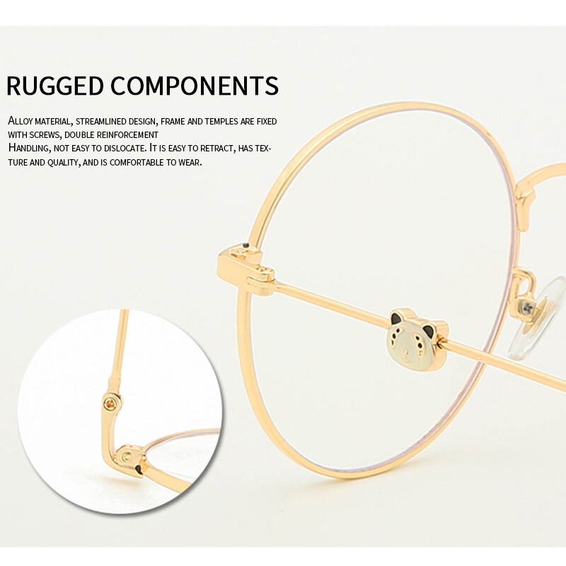 Mắt Kính 3D Gọng Kim Loại Chống Bức Xạ Và Ánh Sáng Xanh Hình Gấu Trúc Dễ Thương Cho Nữ