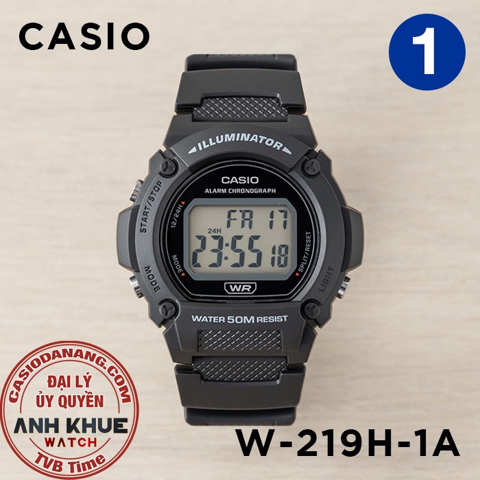 Đồng hồ nam dây nhựa Casio chính hãng Anh Khuê W-219 Series (47mm)