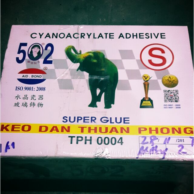 Keo Dán sắt 502 con voi S Thuận Phong chính hãng Hộp 50 chai