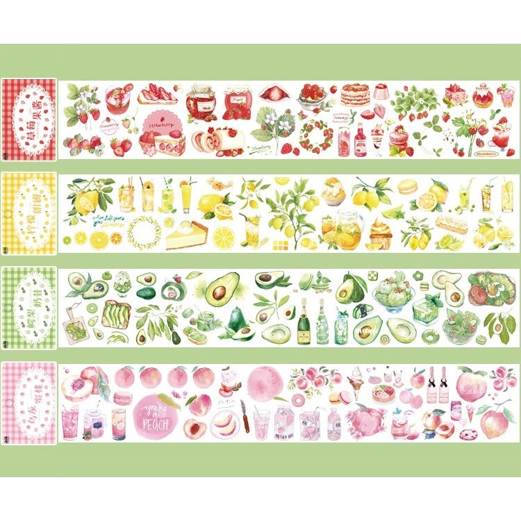 [TẶNG TẤM CHIẾT TAPE] Băng dính trái cây trong suốt dạng tấm WT302