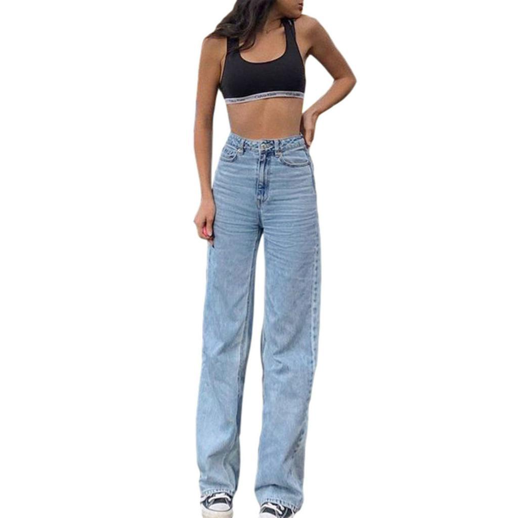 Quần jeans dài lưng cao họa tiết bướm thời trang cho nữ