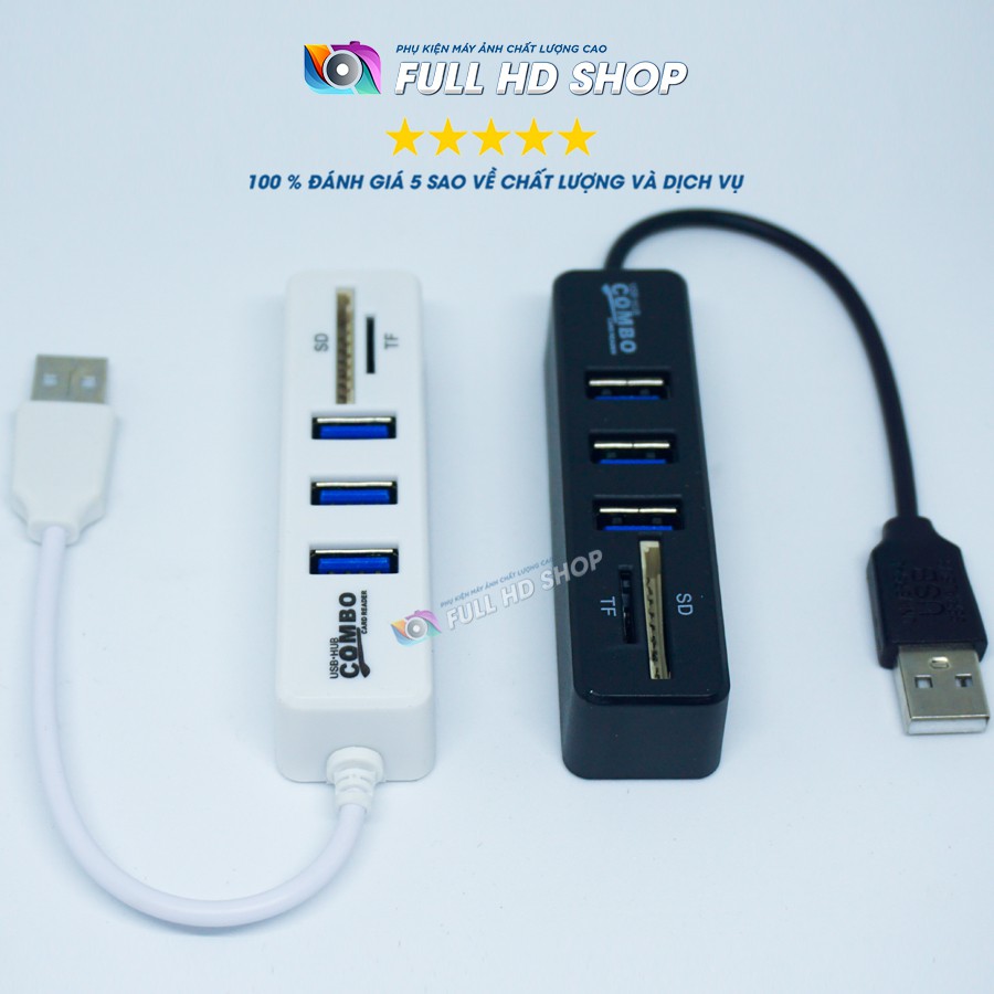 Bộ chia 3 cổng USB 2.0 - Hub chia cổng USB tích hợp đầu đọc thẻ tiện dụng - Full HD Shop | BigBuy360 - bigbuy360.vn