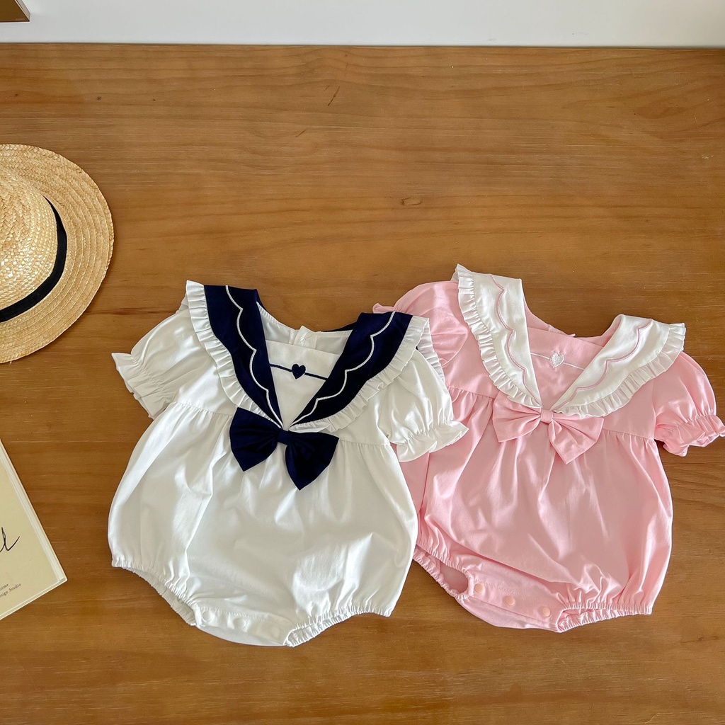 Áo Liền Quần Bằng Cotton Tay Ngắn Thời Trang Mùa Hè 2023 Dành Cho Bé Gái