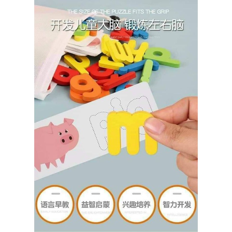 TRÒ CHƠI ĐÁNH VẦN CHỮ ABC BẰNG GỖ cho bé