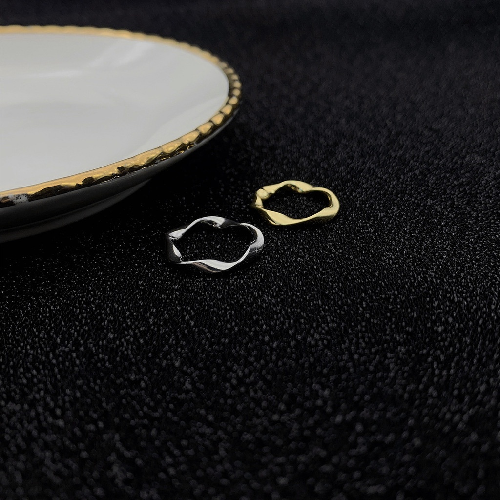 Nhẫn thiết kế hở hình gợn sóng có thể điều chỉnh phong cách Hàn Quốc 19A1402