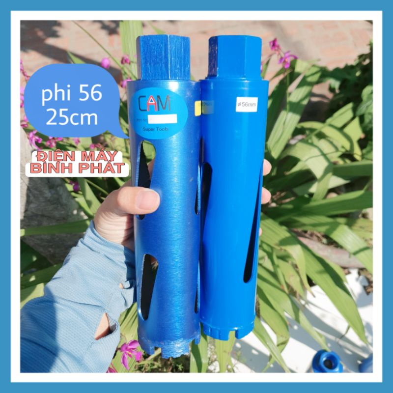 Mũi Khoan Rút Lõi Khô Phi 56, 63 dài 250mm và 370mm chuyên dùng cho thợ điều hòa, mũi rút lõi