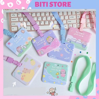 [Thẻ Ngang] Dây Đeo Bảng Tên Nhân Viên/Sinh Viên Hoạt Tiết Cô Gái Nhật Bản màu Pastel Ngọt Ngào BiTi Store