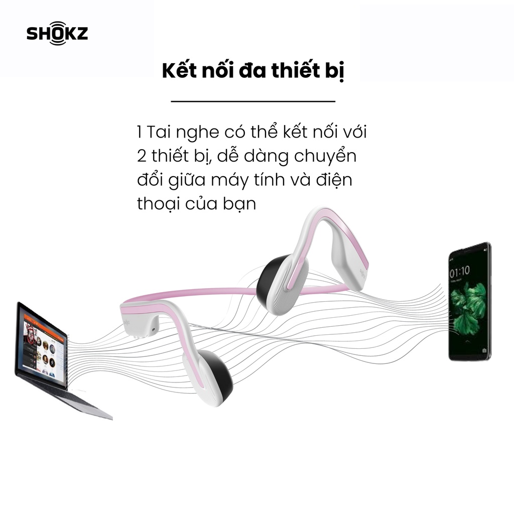 Tai Nghe Bluetooth Thể Thao Truyền Âm Thanh Qua Xương SHOKZ OPENMOVE S661 Màu Hồng - Bảo Hành 2 Năm