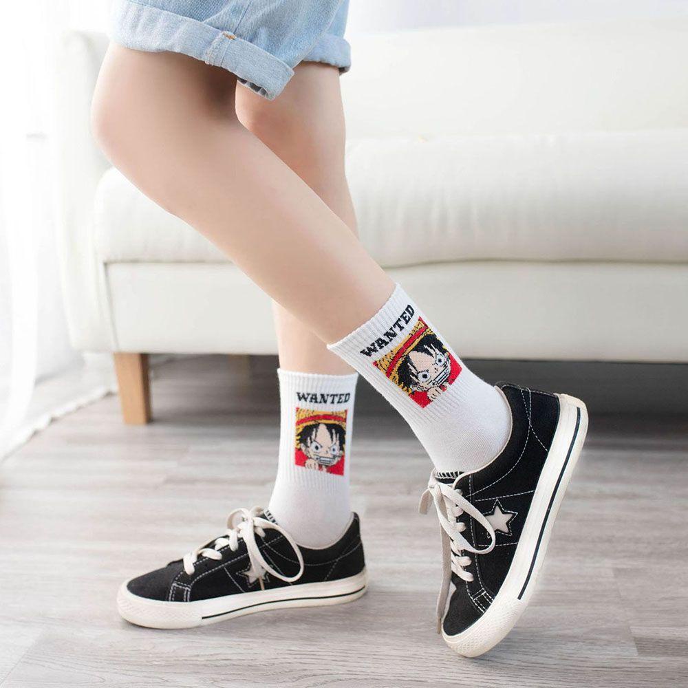 Vớ Cotton Cổ Vừa Thoáng Khí In Họa Tiết Hoạt Hình Vui Nhộn Dễ Thương Cho Nam Và Nữ