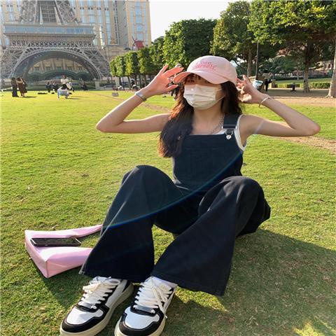 Quần Yếm Denim Đen Dáng Rộng Thời Trang Cao Cấp Cho Nữ