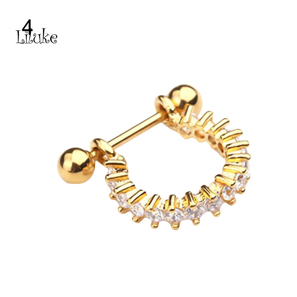 1 Đôi Khuyên Tai Tròn Đính Đá Thời Trang Cho Nữ