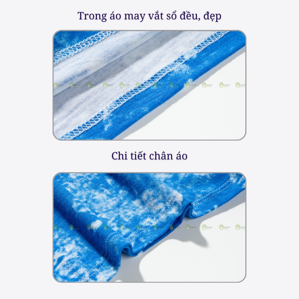 Đồ Bộ Bé Gái, Bé Trai Minky Mom Vải Thun Lạnh Hoạ Tiết Loang Tye Dye Trơn, Bộ Cộc Tay Mặc Nhà Cho Bé MKM2235